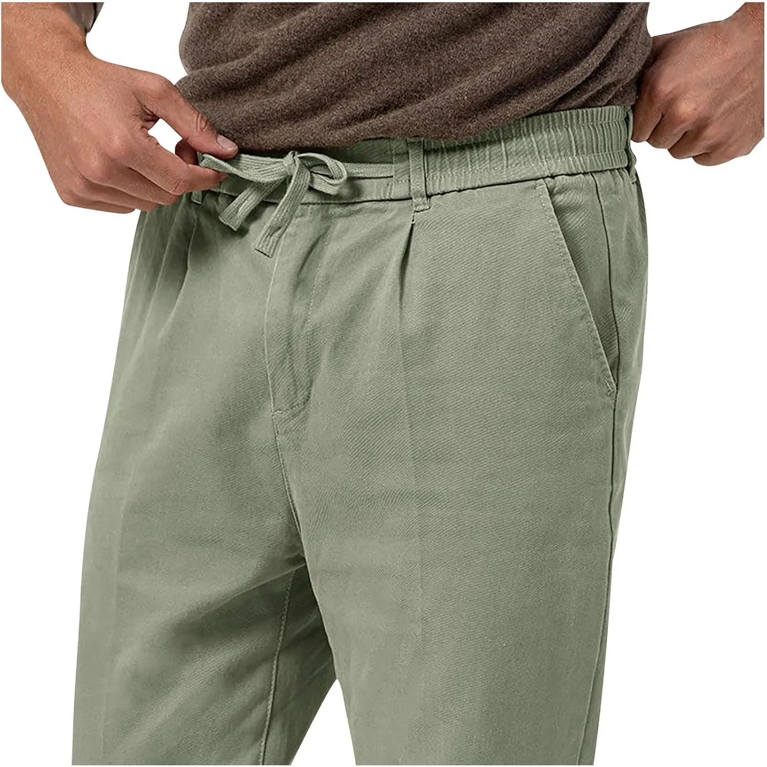 Lightweight Casual Pants for Men Classic Hiking Pants Tapered Work Pants Stretch Khaki Pants Pants with Ribbon