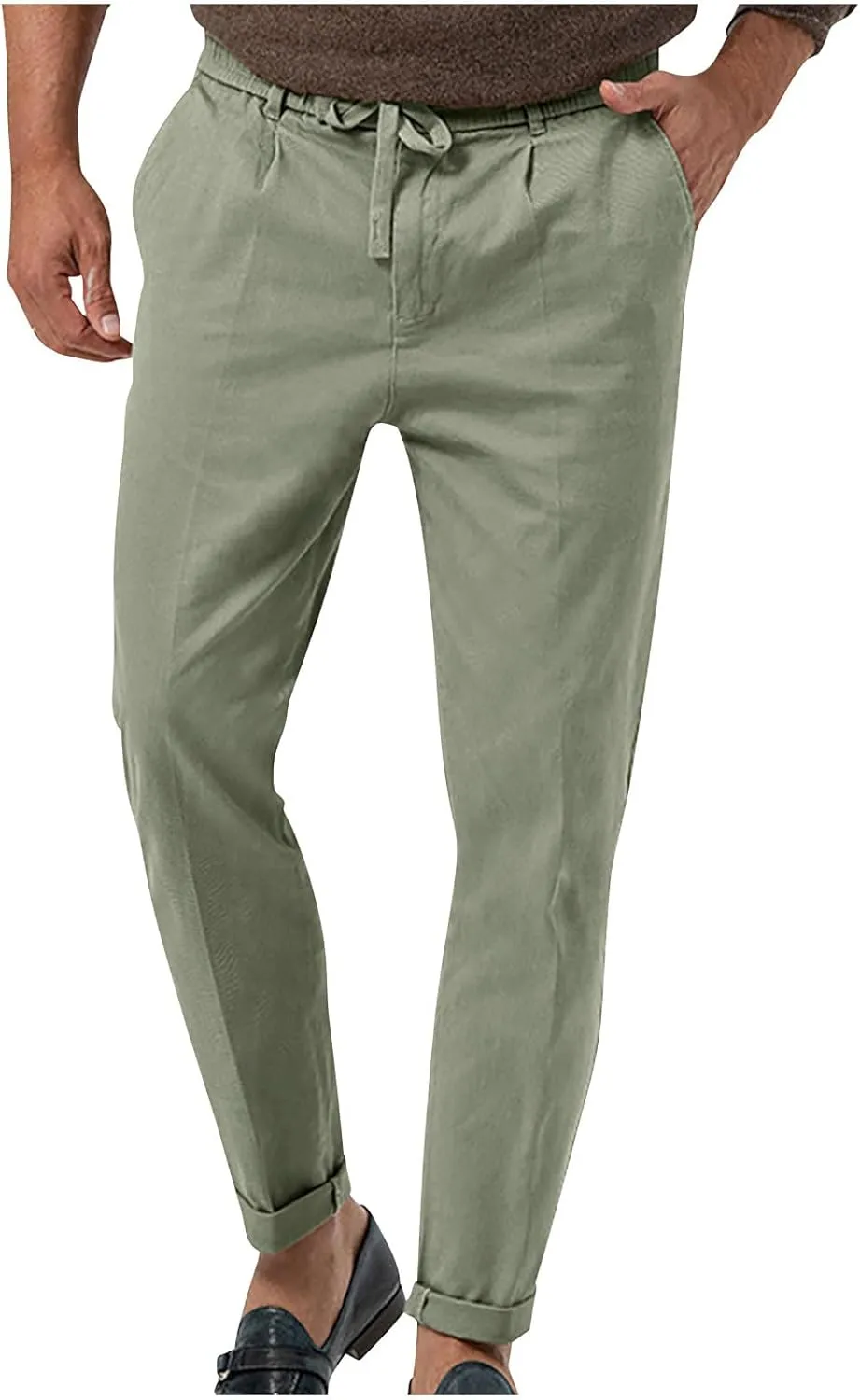 Lightweight Casual Pants for Men Classic Hiking Pants Tapered Work Pants Stretch Khaki Pants Pants with Ribbon