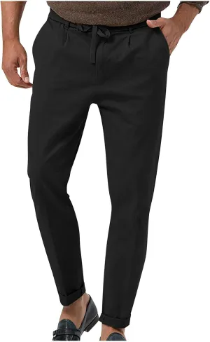 Lightweight Casual Pants for Men Classic Hiking Pants Tapered Work Pants Stretch Khaki Pants Pants with Ribbon