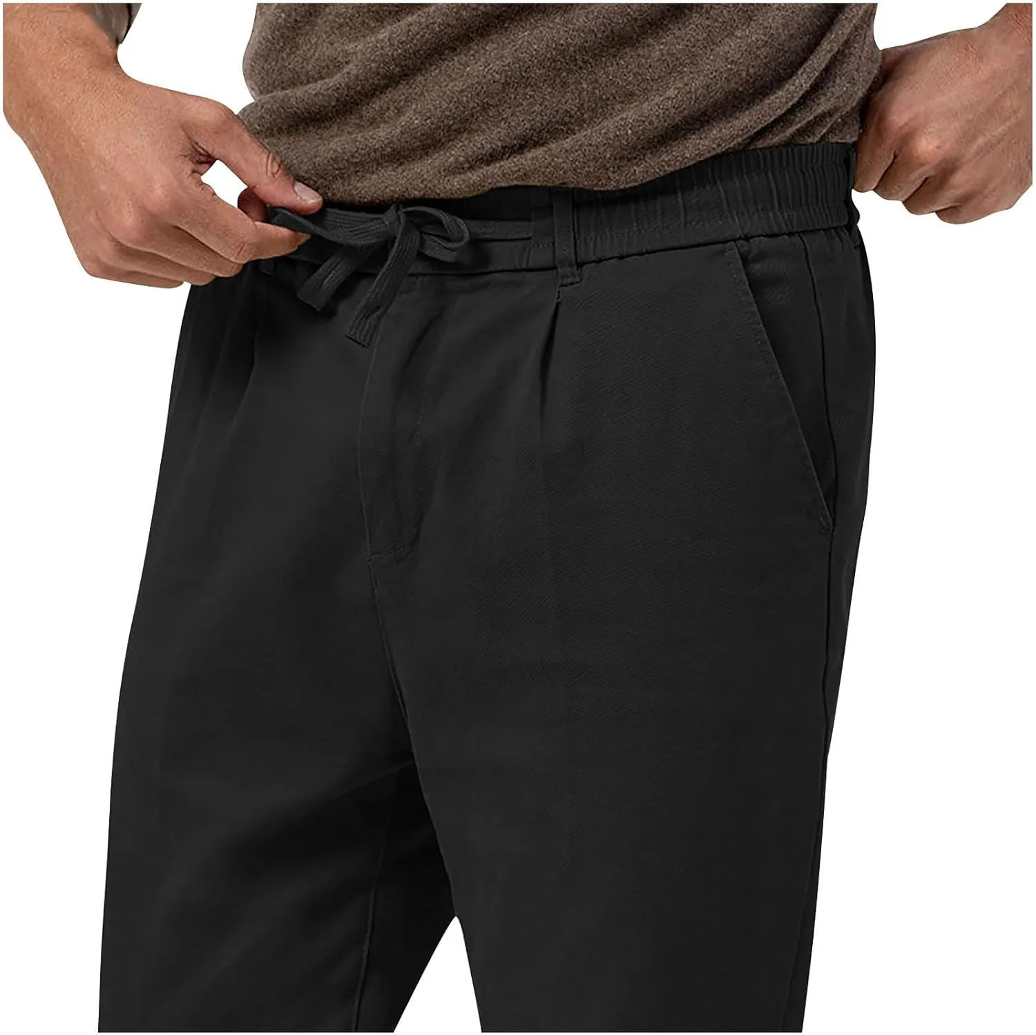 Lightweight Casual Pants for Men Classic Hiking Pants Tapered Work Pants Stretch Khaki Pants Pants with Ribbon
