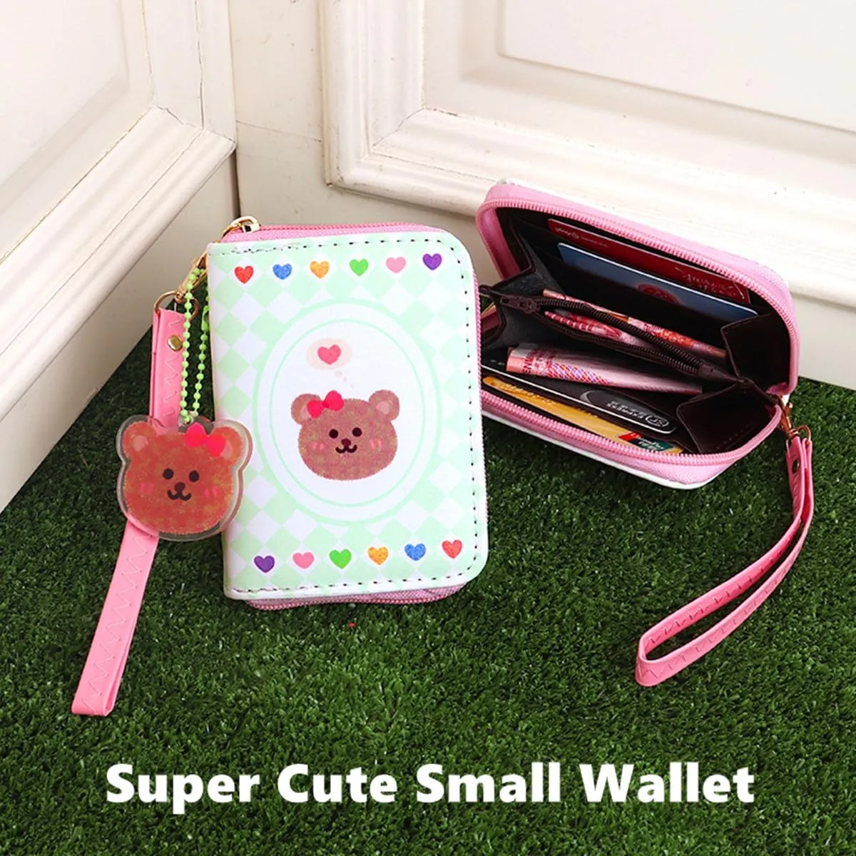 Little Girls Coin Purse Kids Small Wallet for Teen Girls Women Mini Coin Pouches with Strap Cute Cartoon Card Holder Cat Kitty Panda Unicorn Bear