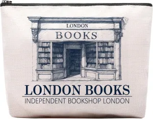 London Books Makeup Bag Pouch, Vintage London Bookstore Gifts For Women Men, Travel Toiletry Bag With Zipper, Birthday Graduation Christmas Gifts For Women Mom Sister Best Friend Bestie Her