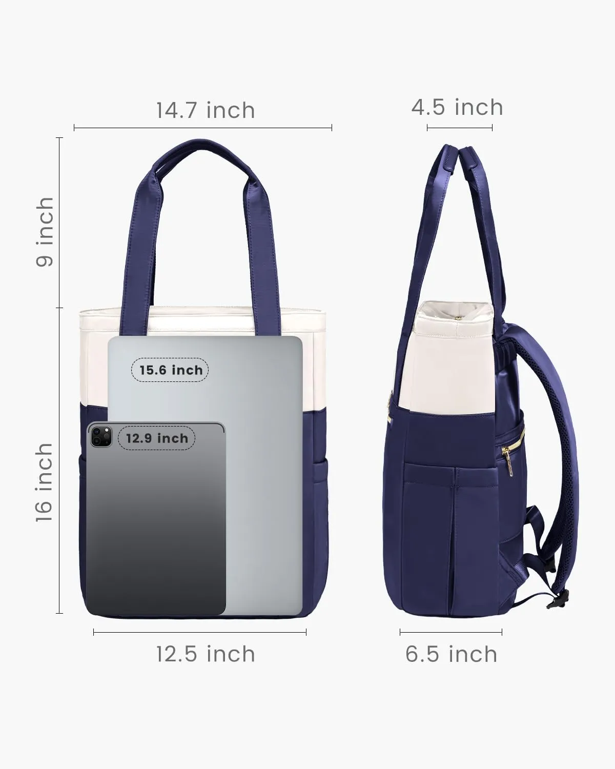 LOVEVOOK Laptop Backpack for Women, 15.6 Laptop Bag for Women Tote Bag Convertible, Lightweight Travel Backpack for College, Wide Open Work Backpack for Nurse Teacher Water-resistant Blue