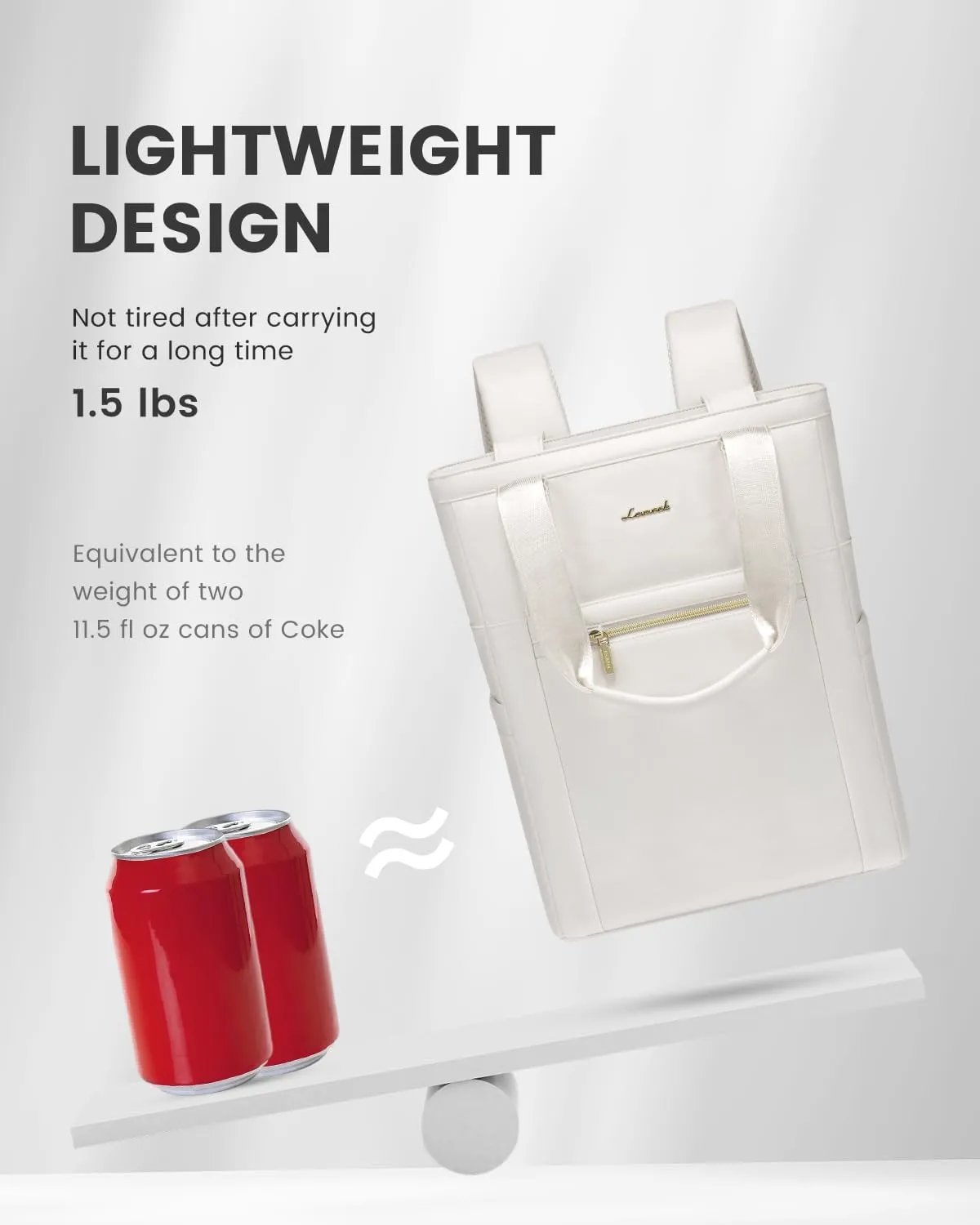 LOVEVOOK Laptop Backpack for Women, 15.6 Laptop Bag for Women Tote Bag Convertible, Lightweight Travel Backpack for College, Wide Open Work Backpack for Nurse Teacher Water-resistant White