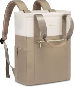 LOVEVOOK Laptop Backpack for Women, 17.3 Laptop Bag for Women Tote Bag Convertible, Lightweight Travel Backpack for College, Wide Open Work Backpack for Nurse Teacher Water-resistant Khaki