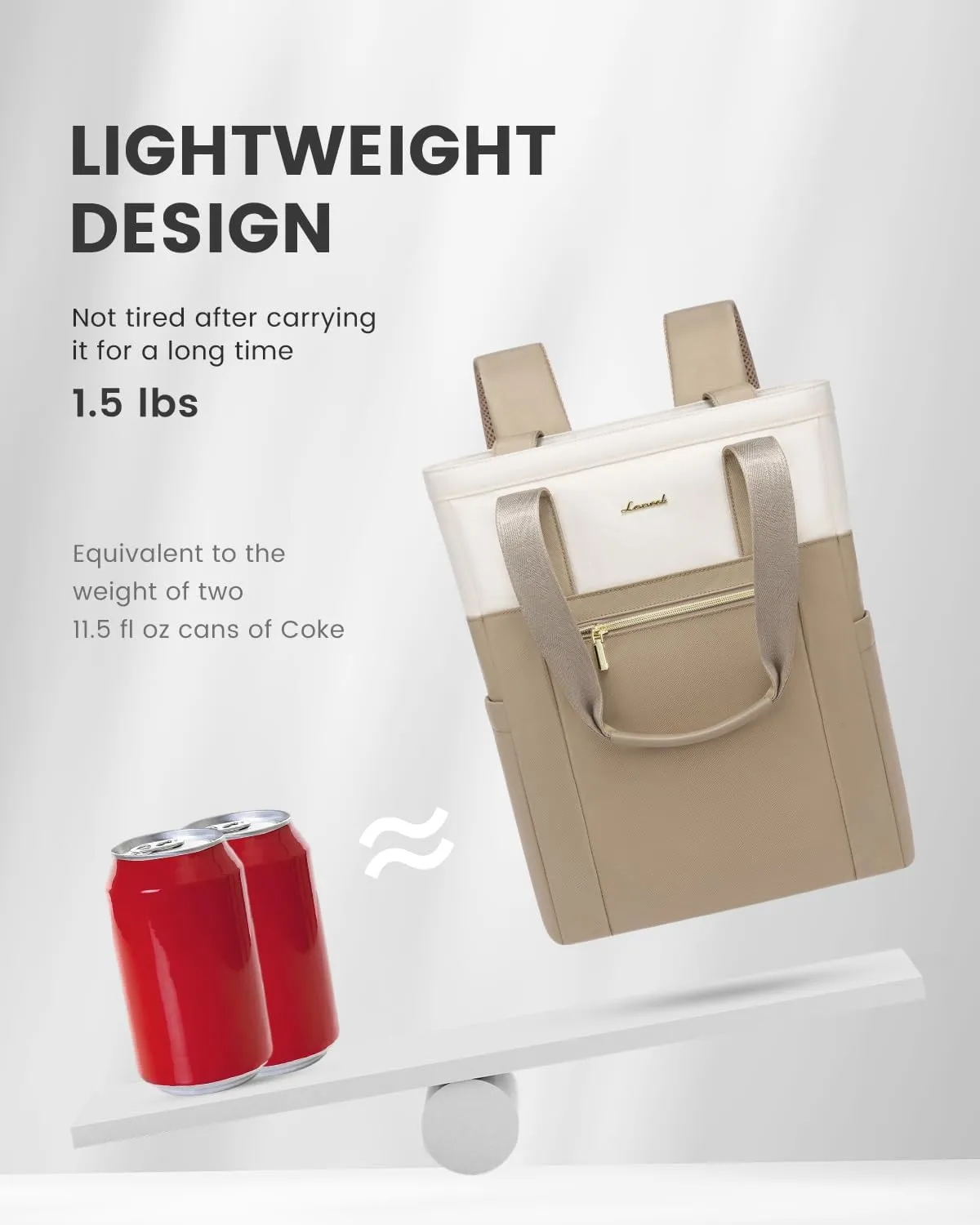 LOVEVOOK Laptop Backpack for Women, 17.3 Laptop Bag for Women Tote Bag Convertible, Lightweight Travel Backpack for College, Wide Open Work Backpack for Nurse Teacher Water-resistant Khaki