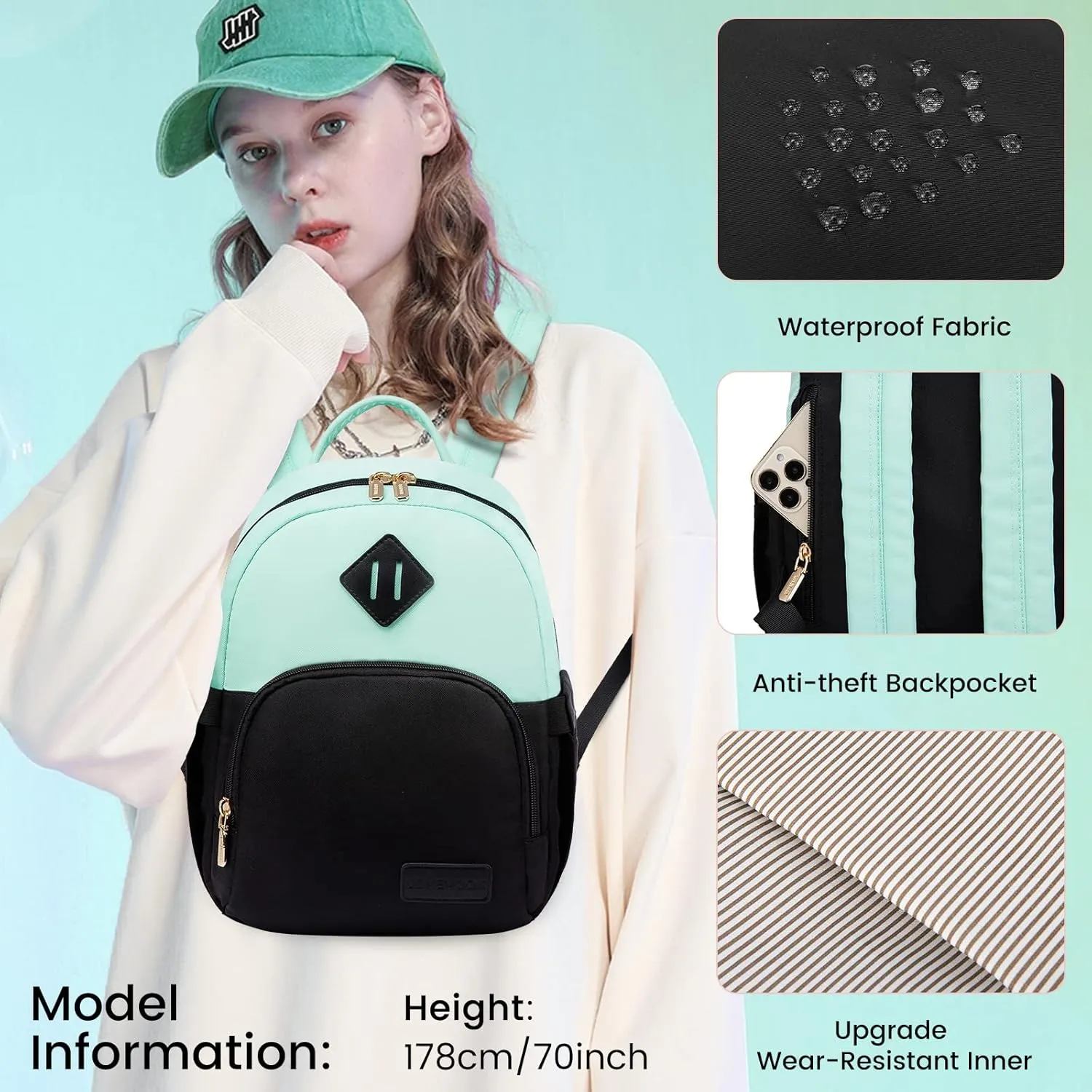 LOVEVOOK Mini Backpack for Women Light Weight Small Waterproof Backpack Purses Daily Backpack