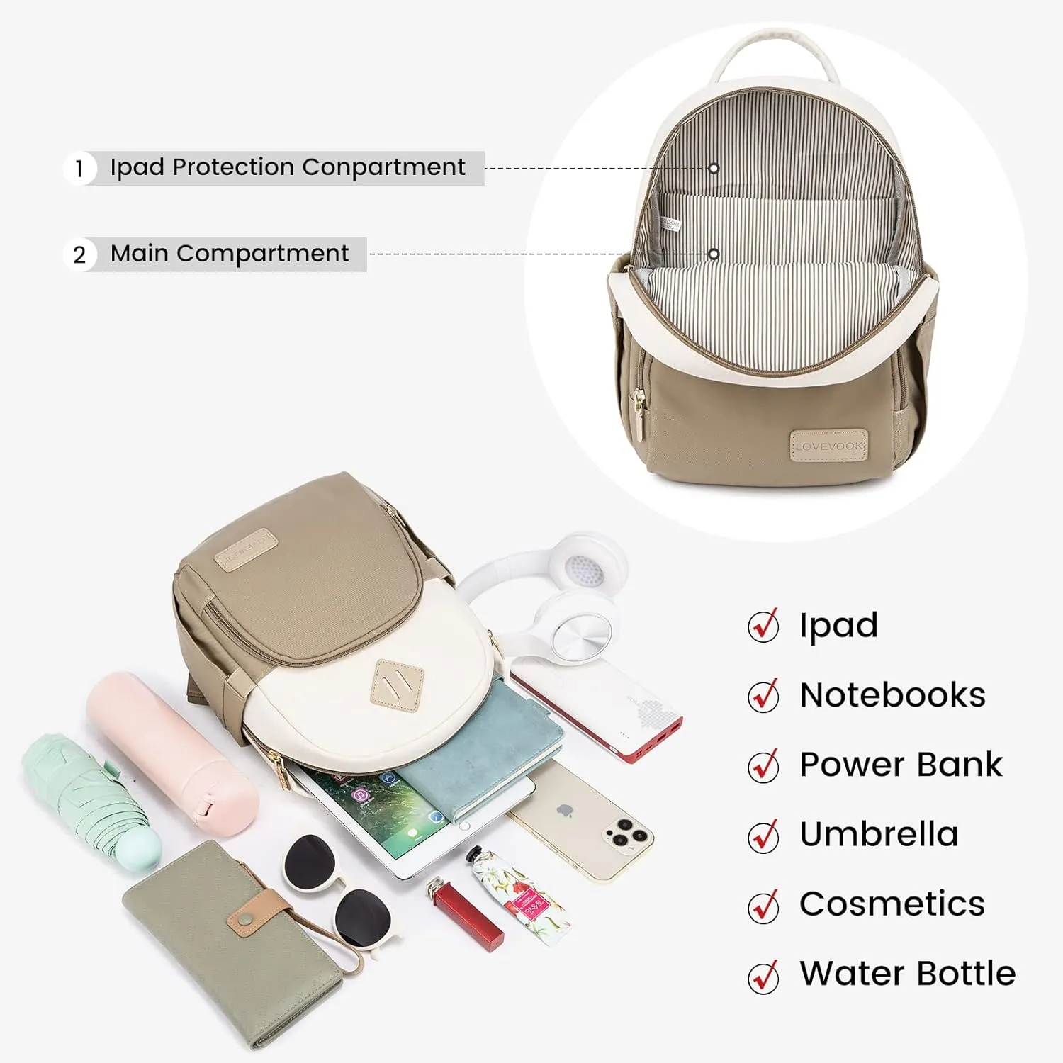LOVEVOOK Mini Backpack for Women Light Weight Small Waterproof Backpack Purses Daily Backpack