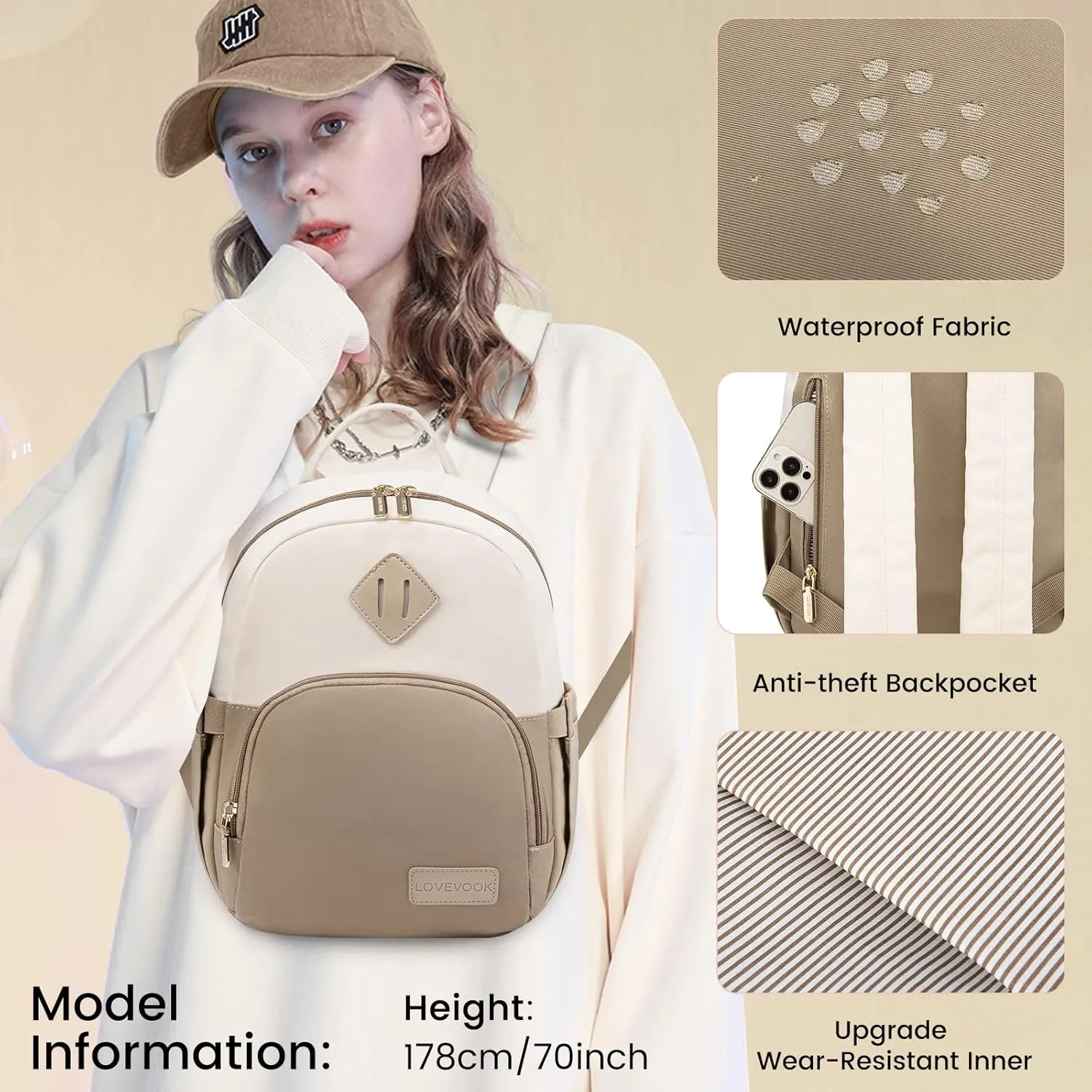 LOVEVOOK Mini Backpack for Women Light Weight Small Waterproof Backpack Purses Daily Backpack