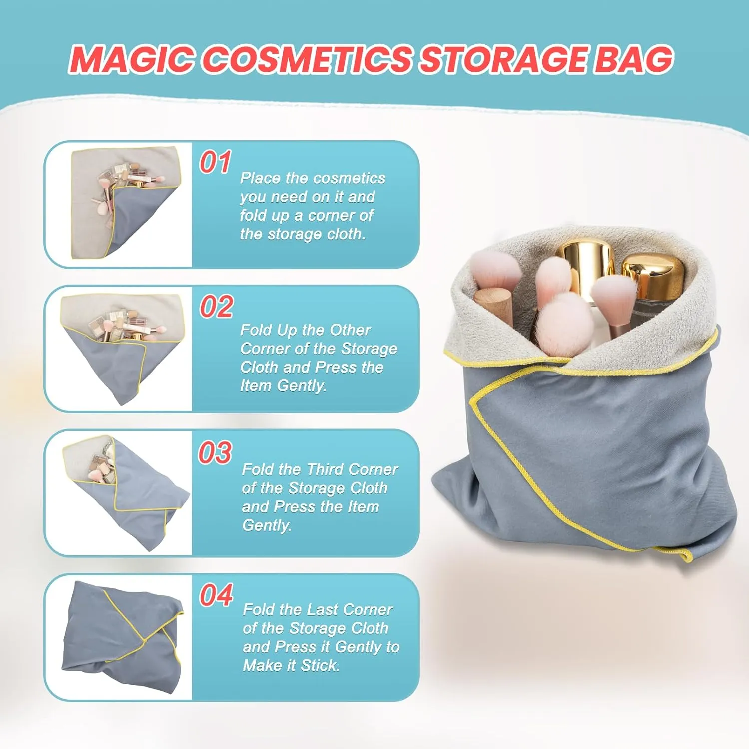 Magic Universal Storage Cloth, Self-Adhesive Makeup Bag, Portable Protective Cosmetic Pouch, Camera Lens Wrap, Stylish Travel Organizer for Beauty Essentials, Travel, Gifts & Daily Use