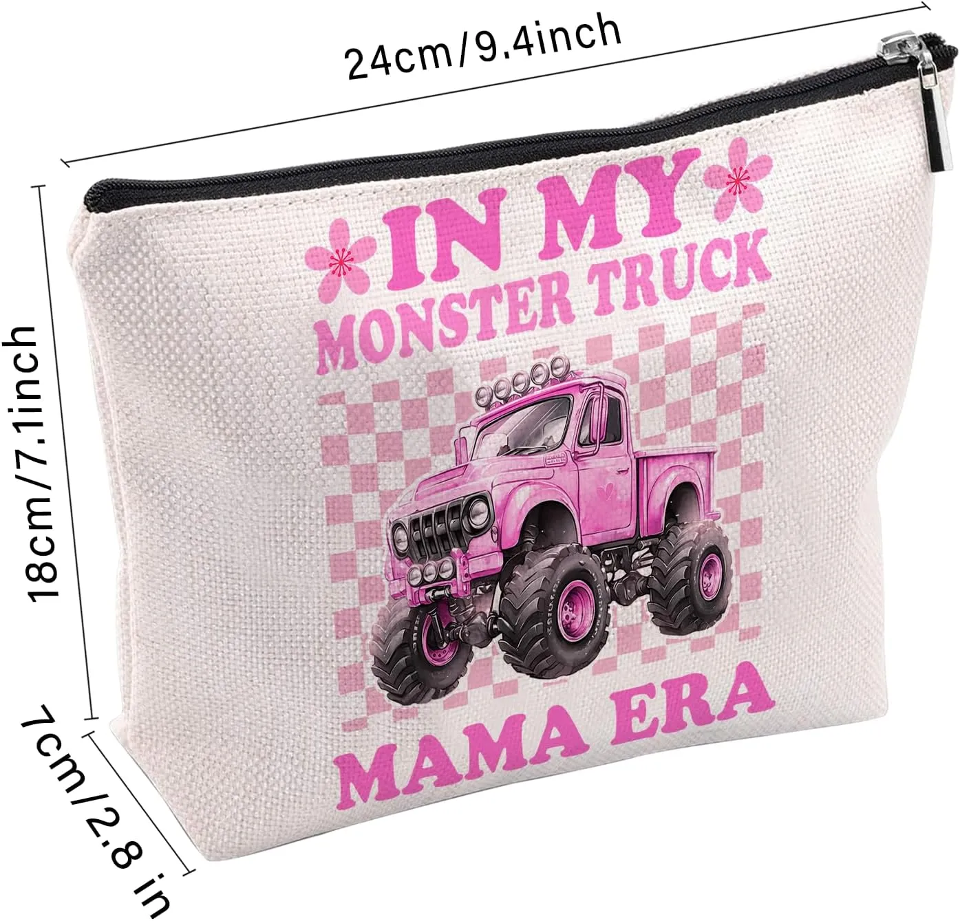 Mama Era Makeup Bag, Pink Gifts For Women, Cute Truck Cosmetic Bag, Travel Toiletry Pouch With Zipper, Birthday Anniversary Christmas Gifts For Mom Sister, Pink Travel Toiletry Bag