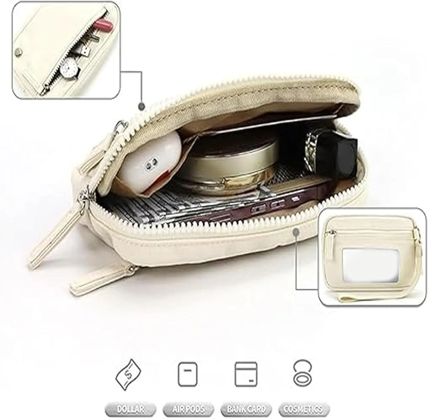 Maperiodrvel Wristlet Wallet,Convely Essential Wristlet,Women Small Wallets With 3 Zipper Purse,Waterproof
