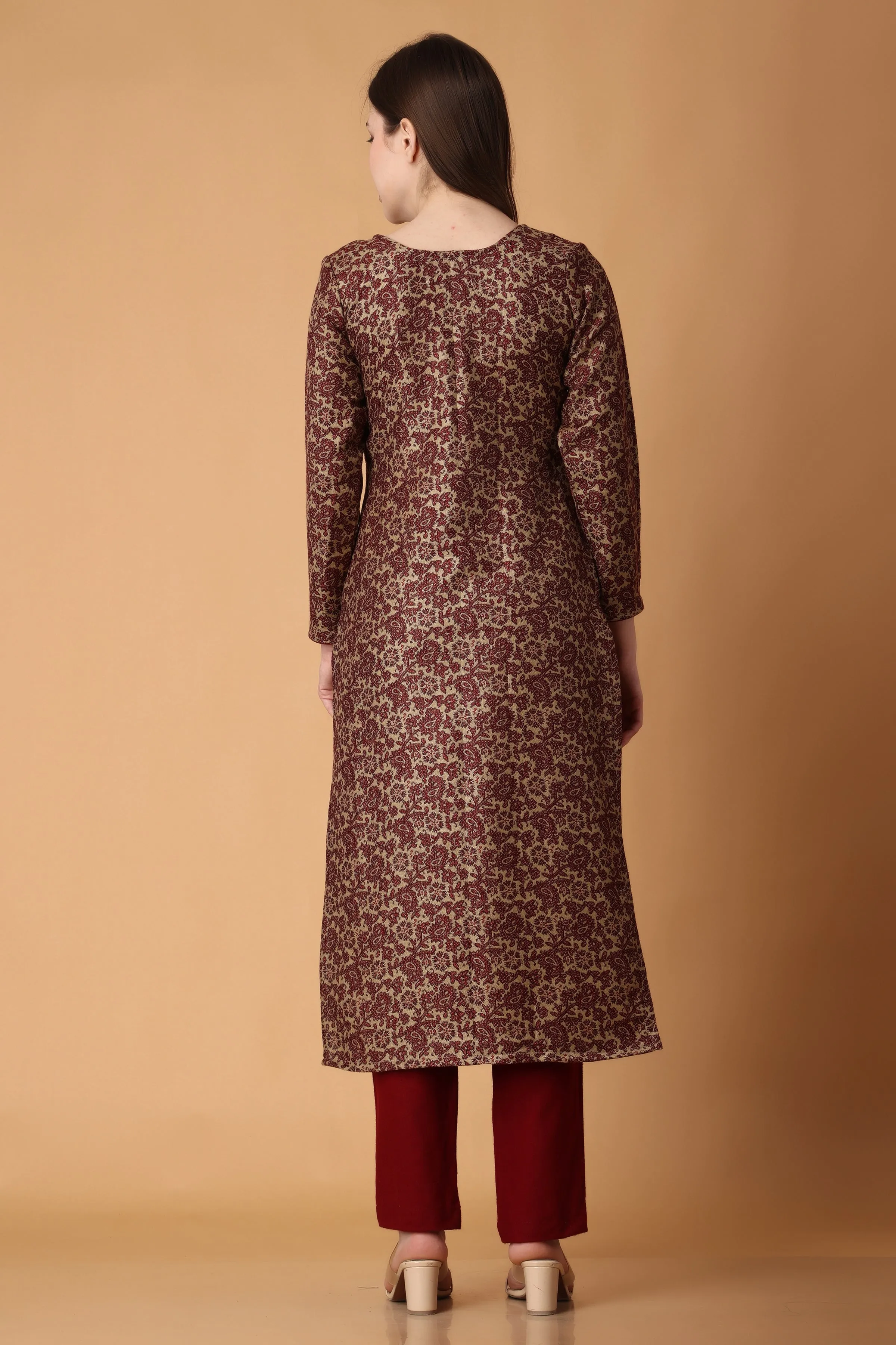 Maroon Delight Woollen Kurta Set