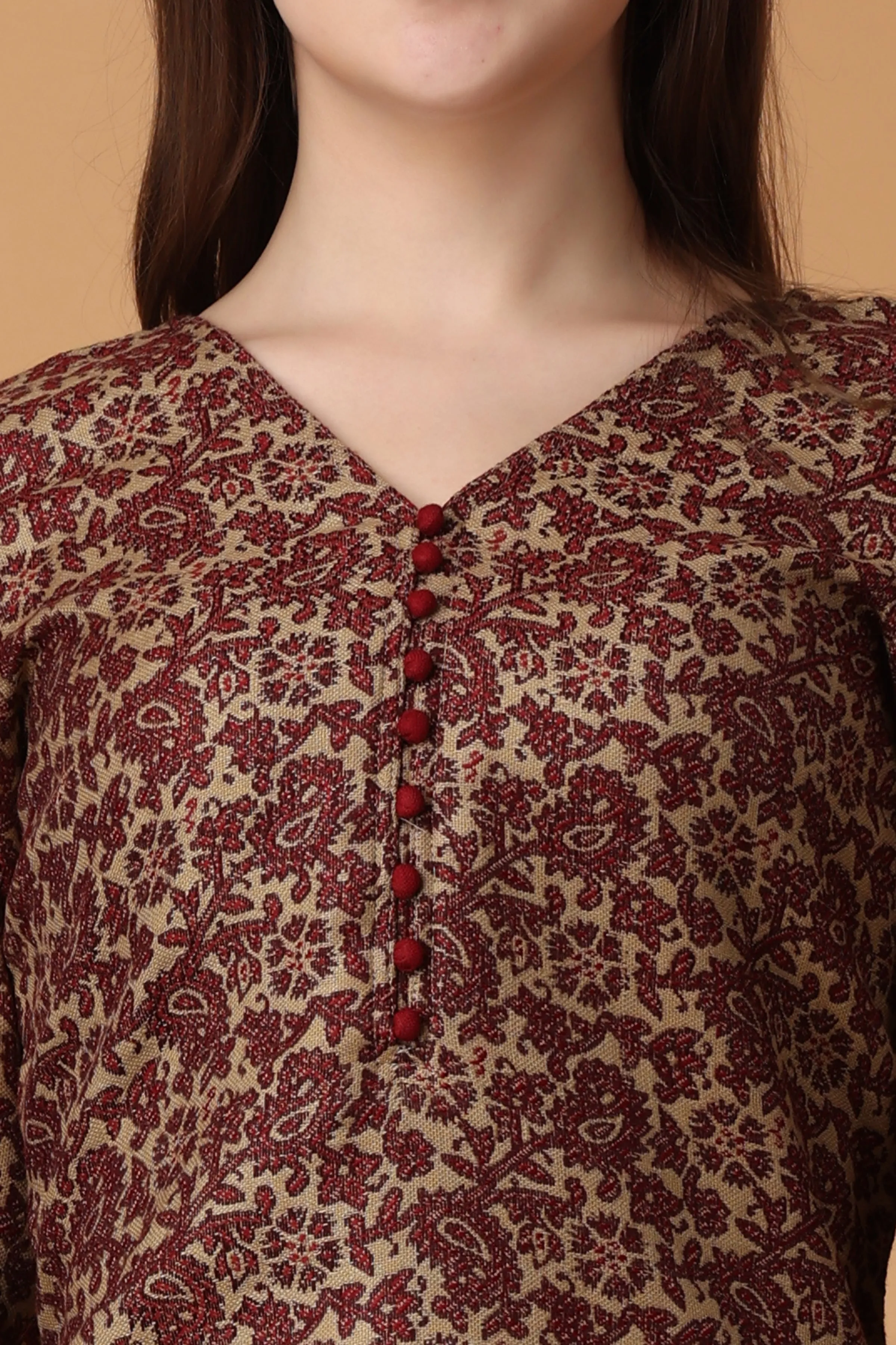 Maroon Delight Woollen Kurta Set