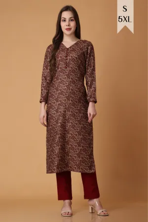 Maroon Delight Woollen Kurta Set