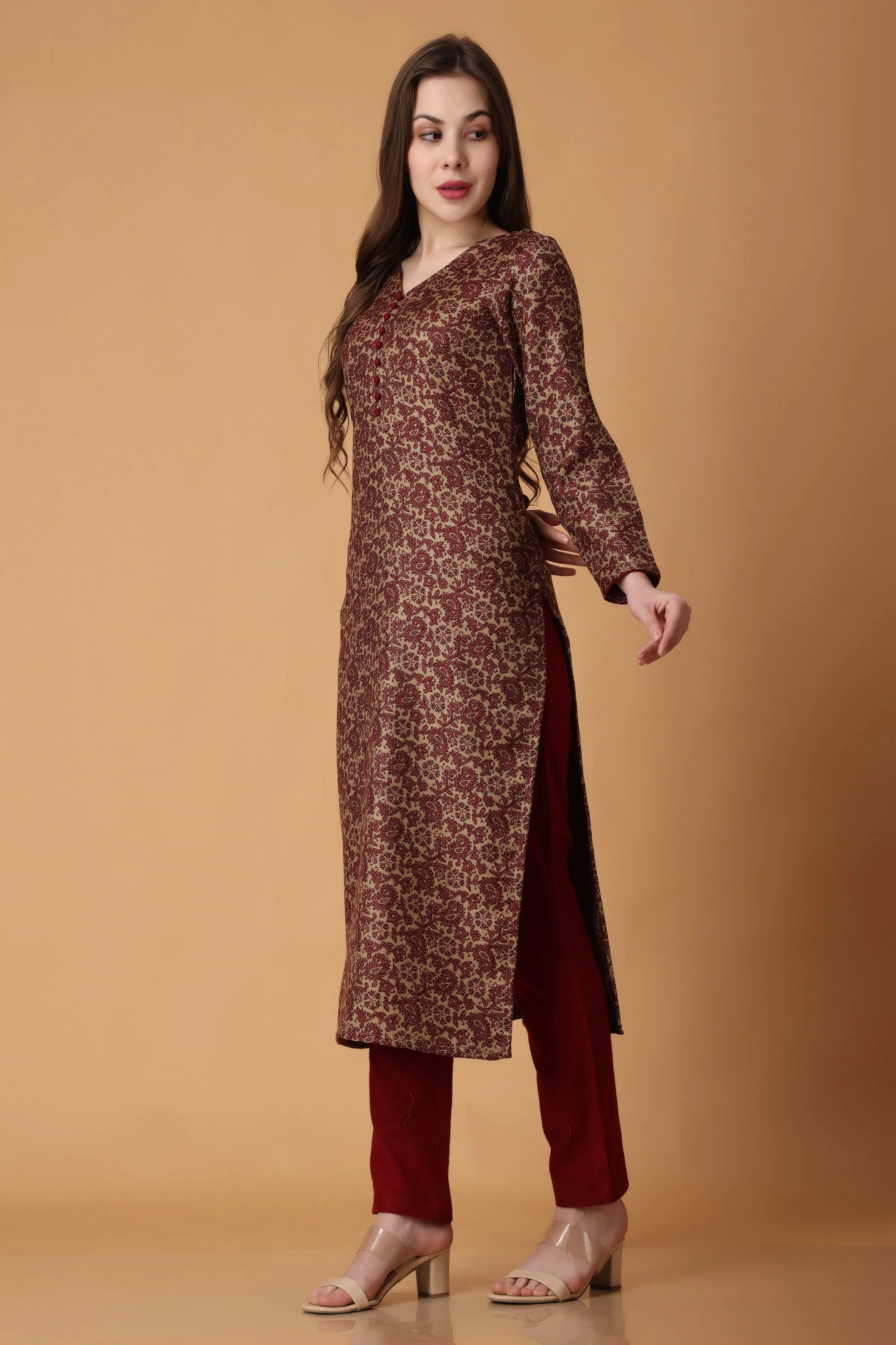 Maroon Delight Woollen Kurta Set
