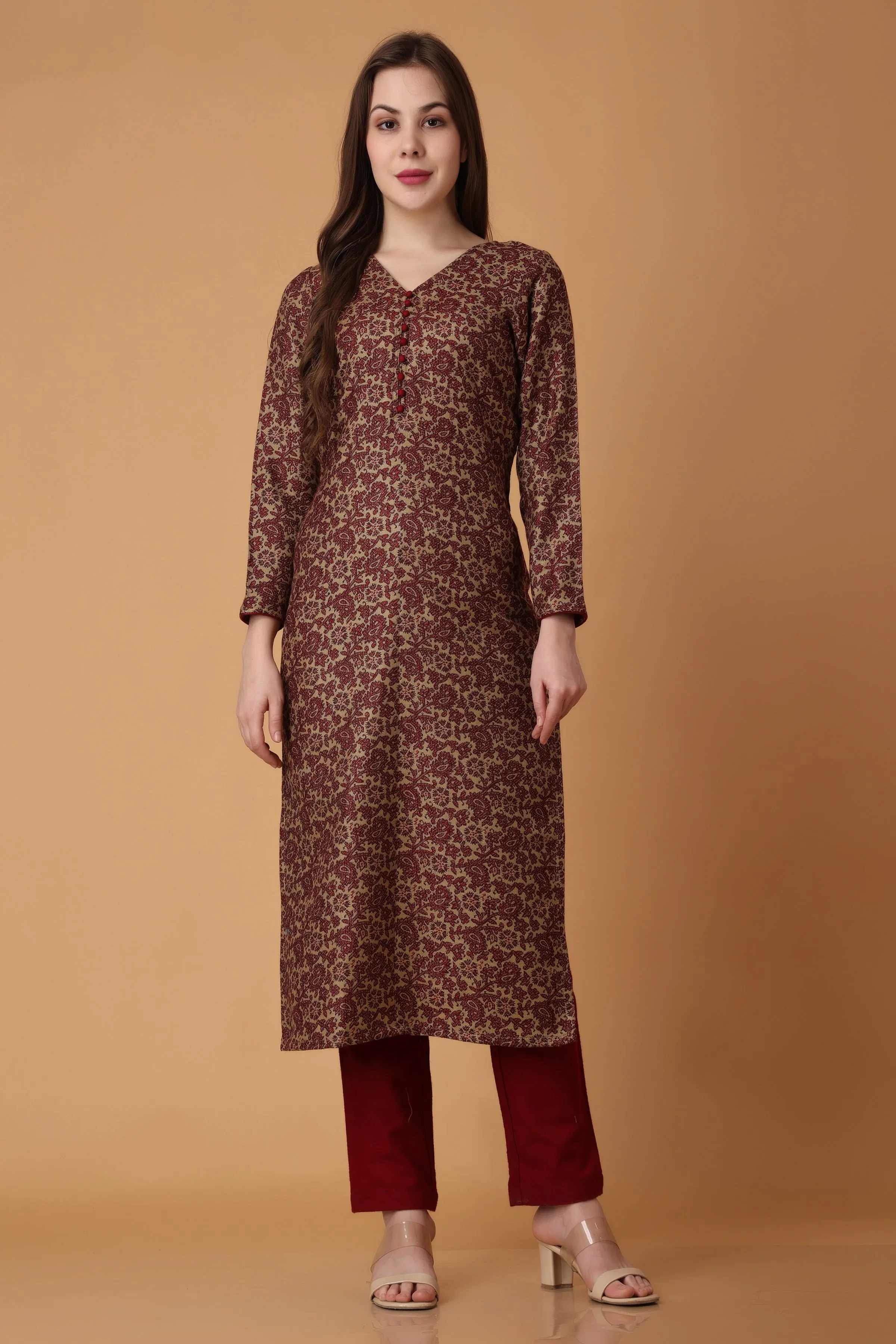Maroon Delight Woollen Kurta Set