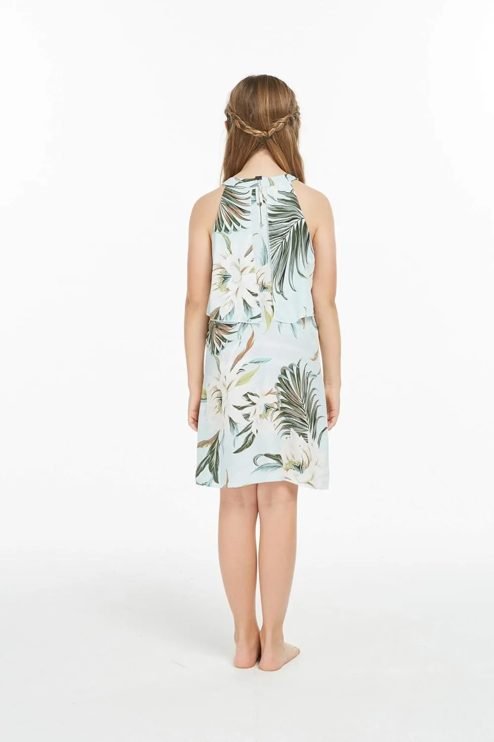 Matchable Family Hawaiian Luau Men Women Girl Boy Clothes in Wispy Cereus Light Blue