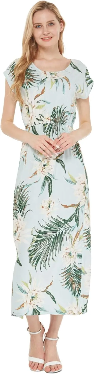 Matchable Family Hawaiian Luau Men Women Girl Boy Clothes in Wispy Cereus Light Blue