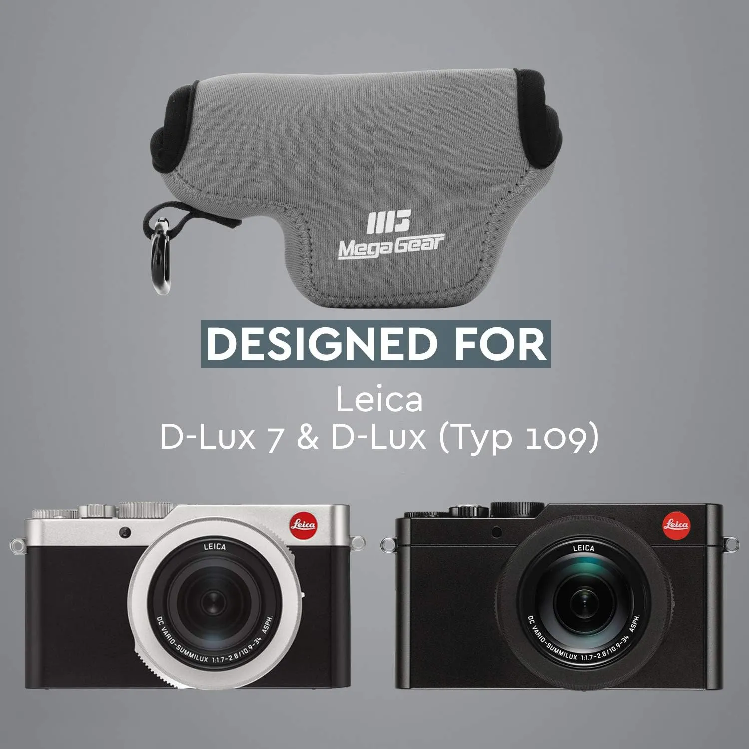MegaGear MG1580 Leica D-Lux 7 Ultra Light Neoprene Camera Case - Gray, PU Leather