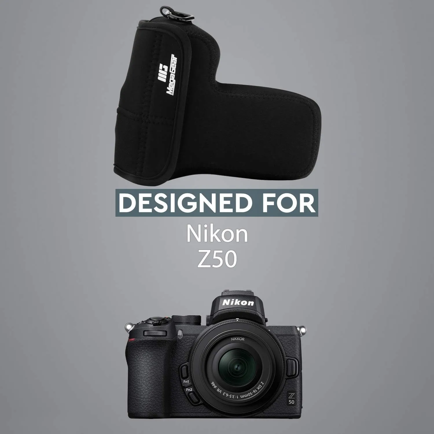 MegaGear MG1822 Ultra Light Neoprene Camera Case Compatible with Nikon Z50 (50-250mm) - Black