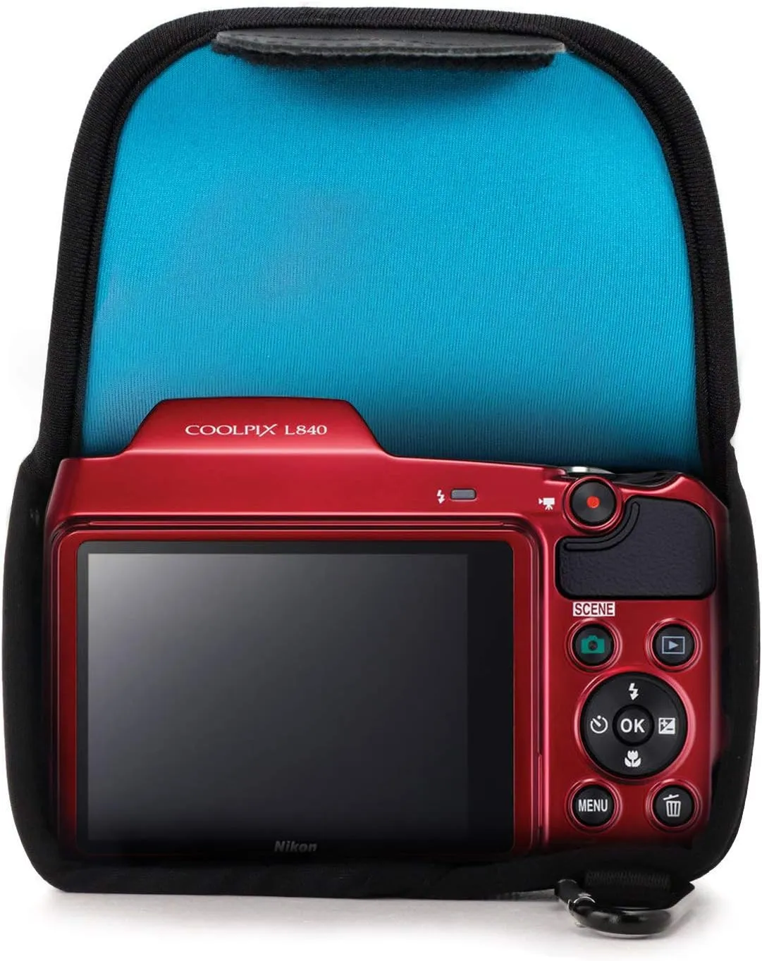 MegaGear Nikon Coolpix L840 Ultra Light Neoprene Camera Case, with Carabiner - Blue - MG811