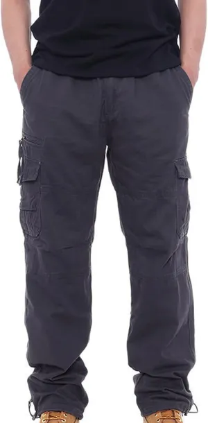 Men Casual Pant Straight Leg Elastic Waist Pants Cotton Work Pants Baggy Large Size Cargo Pants for Men with Pockets