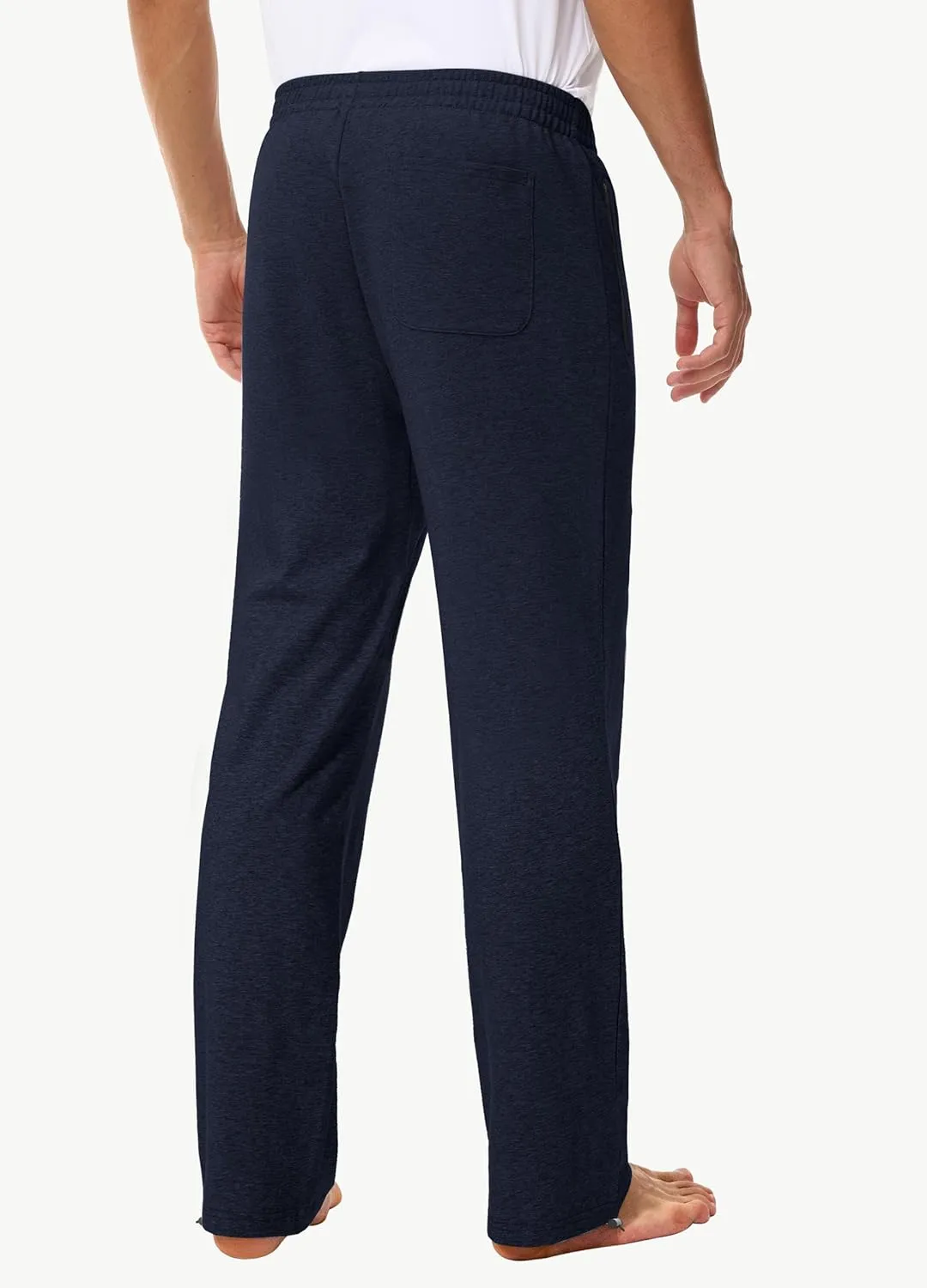 Men's 30" 34" 36" Cotton Yoga Sweatpants - Athletic Casual Lounge Open Bottom Straight Leg Loose Pants Zipper Pockets