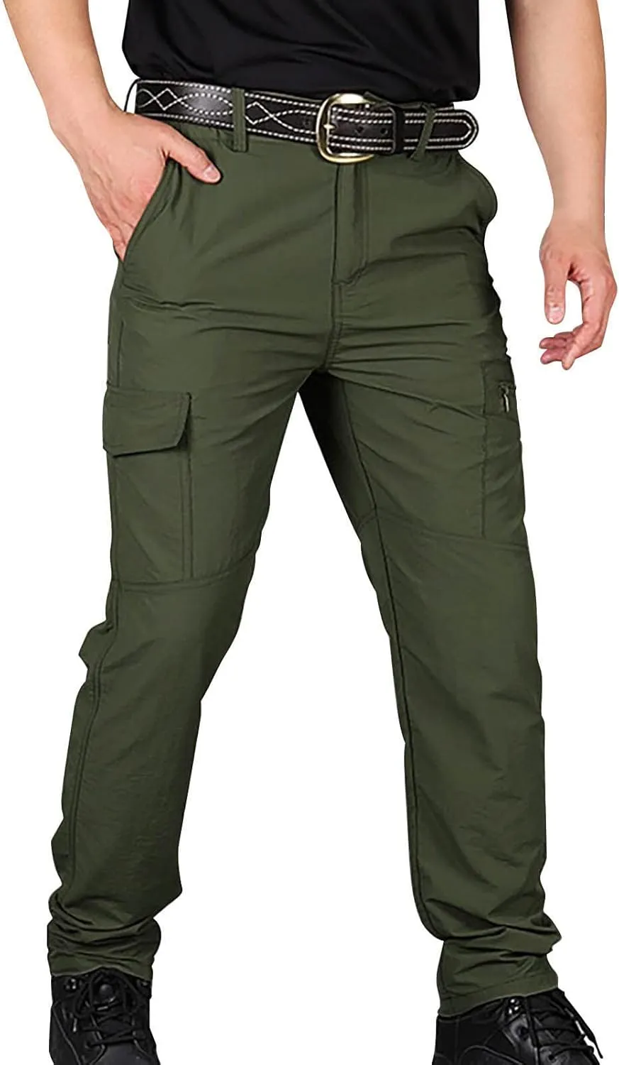 Mens Cargo Pants Work Stretch Multi Pockets Pant Military Tactical Lightweight Joggers Hiking Outdoor Waterproof Pant
