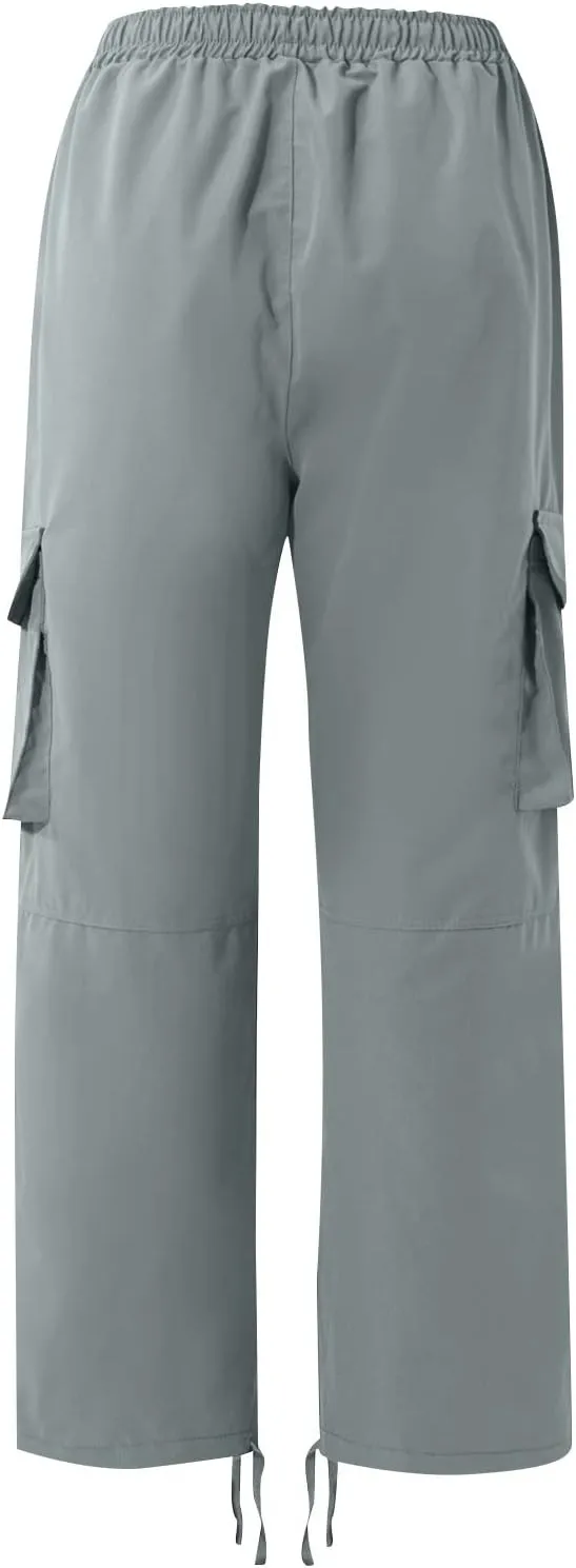 Mens Cargo Sweatpants Drawstring Waist Loose Fit Work Cargo Pants Casual Lightweight Straight Leg Pants with Pockets