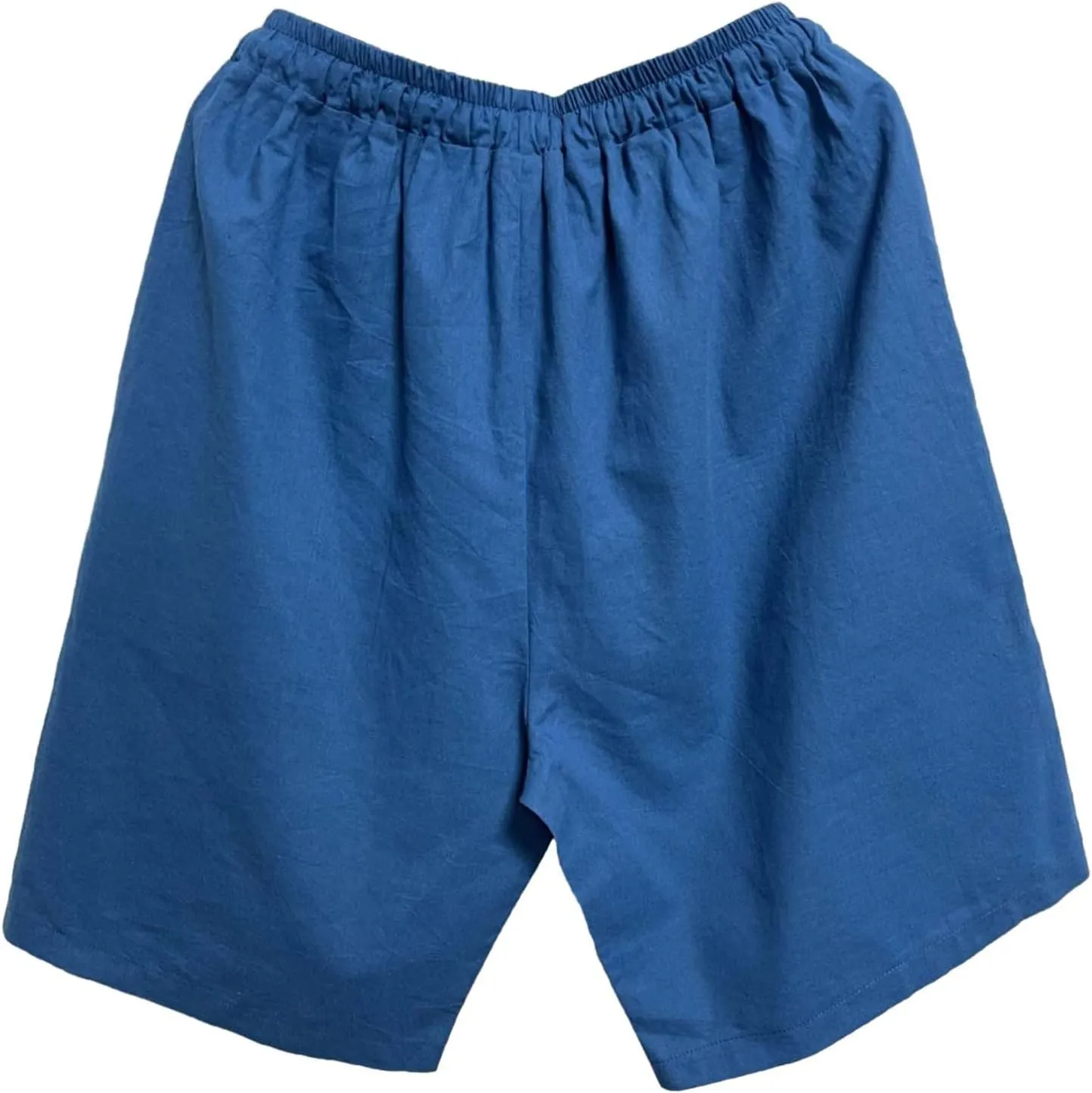 Men's Cotton Linen Shorts with Pockets Solid Color Wide Leg Drawstring Five Pants Lightweight Breathable Summer Basic Capris
