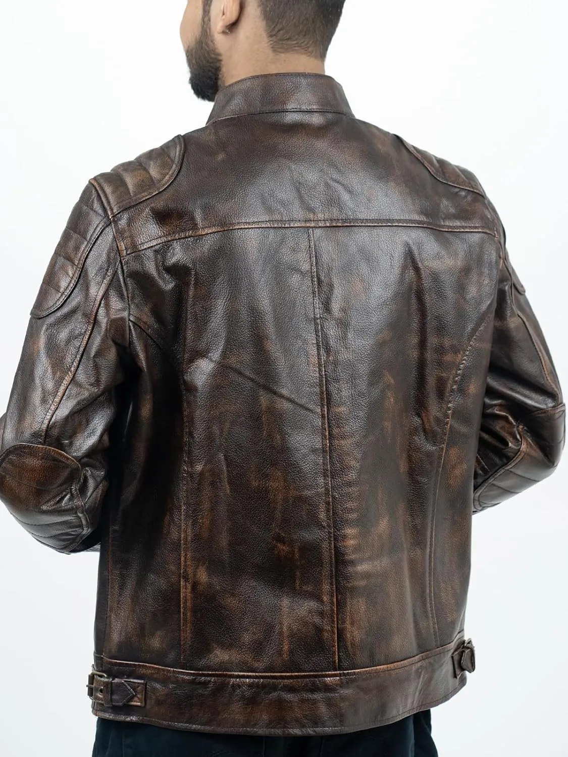 Mens Distressed Brown Leather Jacket - Vintage Brown Leather Jacket For Mens