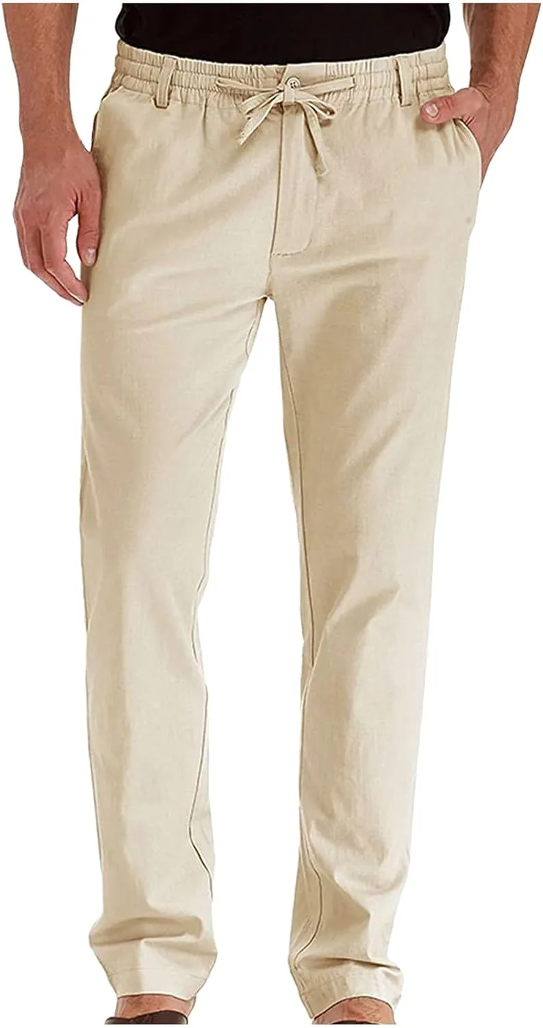 Mens Dress Pants Slim Fit Flat Front Chino Pants Casual Stretch Business Pants Wrinkle-Resistant Classic Khaki Pants