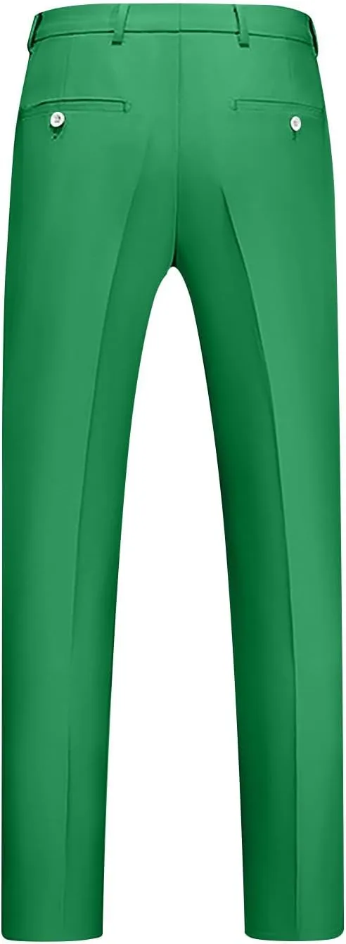 Mens Front Flat Dress Pants Slim Fit Business Casual Golf Suit Pants Ankle-Length Work Trousers with Pockets