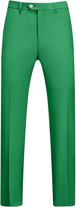 Mens Front Flat Dress Pants Slim Fit Business Casual Golf Suit Pants Ankle-Length Work Trousers with Pockets