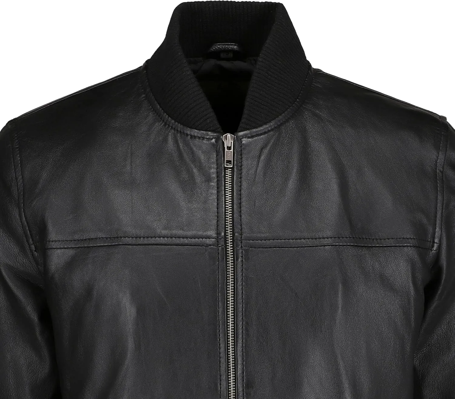 Men's Leather Varsity Jacket - Black Leather Bomber Jacket for Men