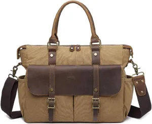 Mens Messenger Bag 15.6 Inch Canvas Large Vintage Satchel Leather Handbag Crossbody Bag