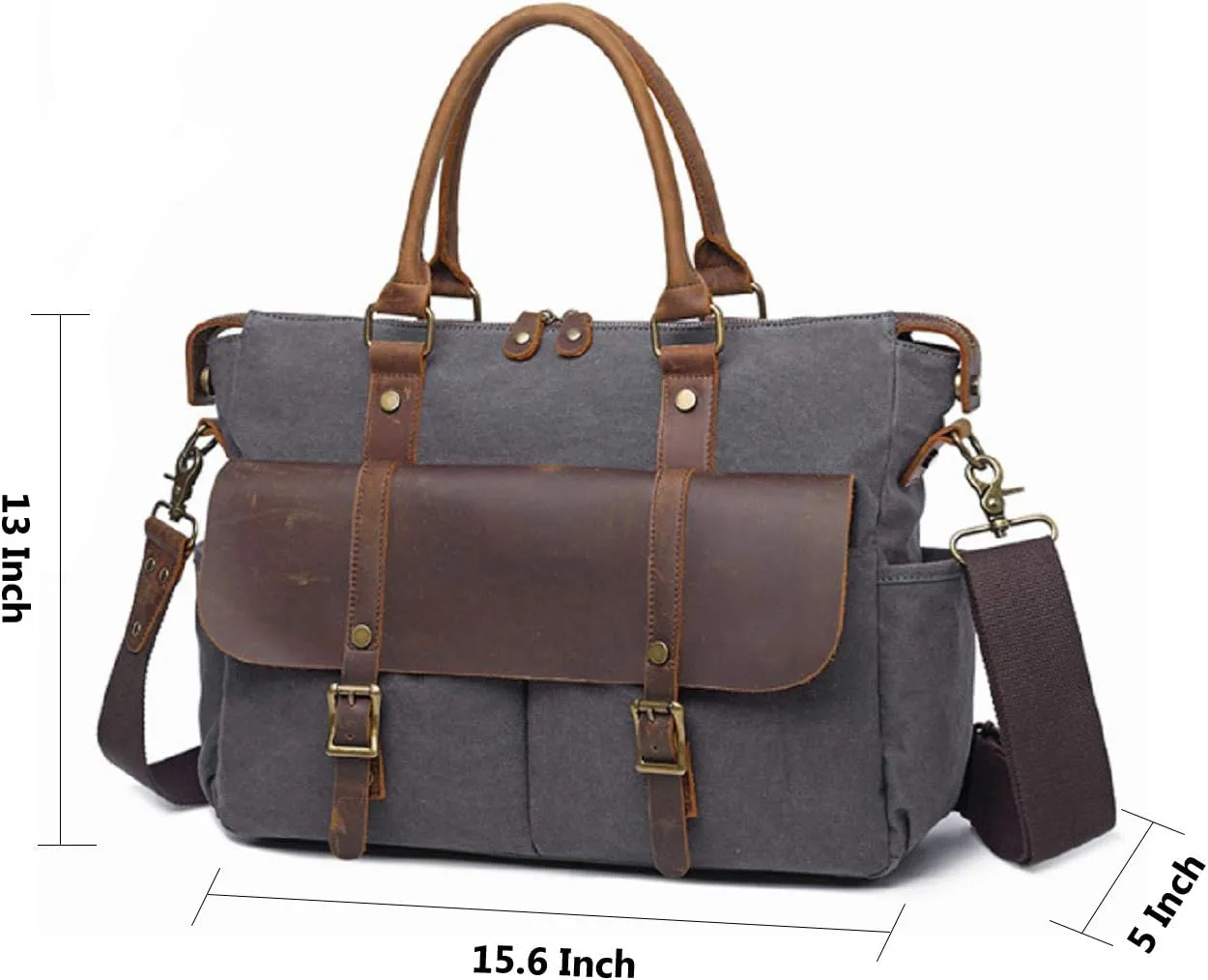 Mens Messenger Bag 15.6 Inch Canvas Large Vintage Satchel Leather Handbag Crossbody Bag