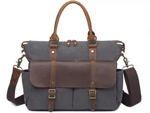 Mens Messenger Bag 15.6 Inch Canvas Large Vintage Satchel Leather Handbag Crossbody Bag