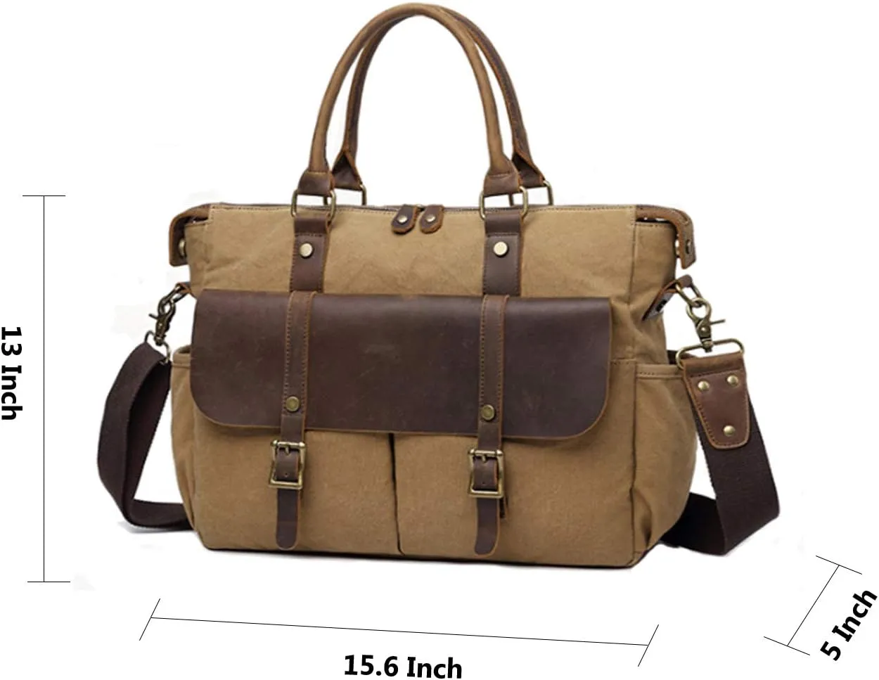 Mens Messenger Bag 15.6 Inch Canvas Large Vintage Satchel Leather Handbag Crossbody Bag
