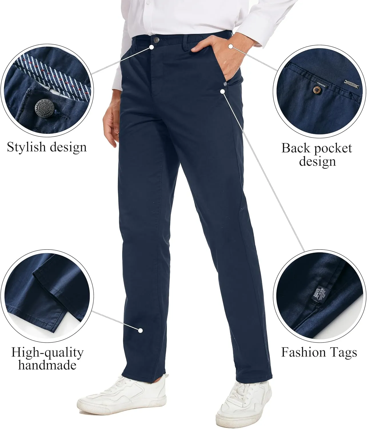 Men's Slim-Fit Stretch Cotton Fashion Tapered Casual Chino Pants
