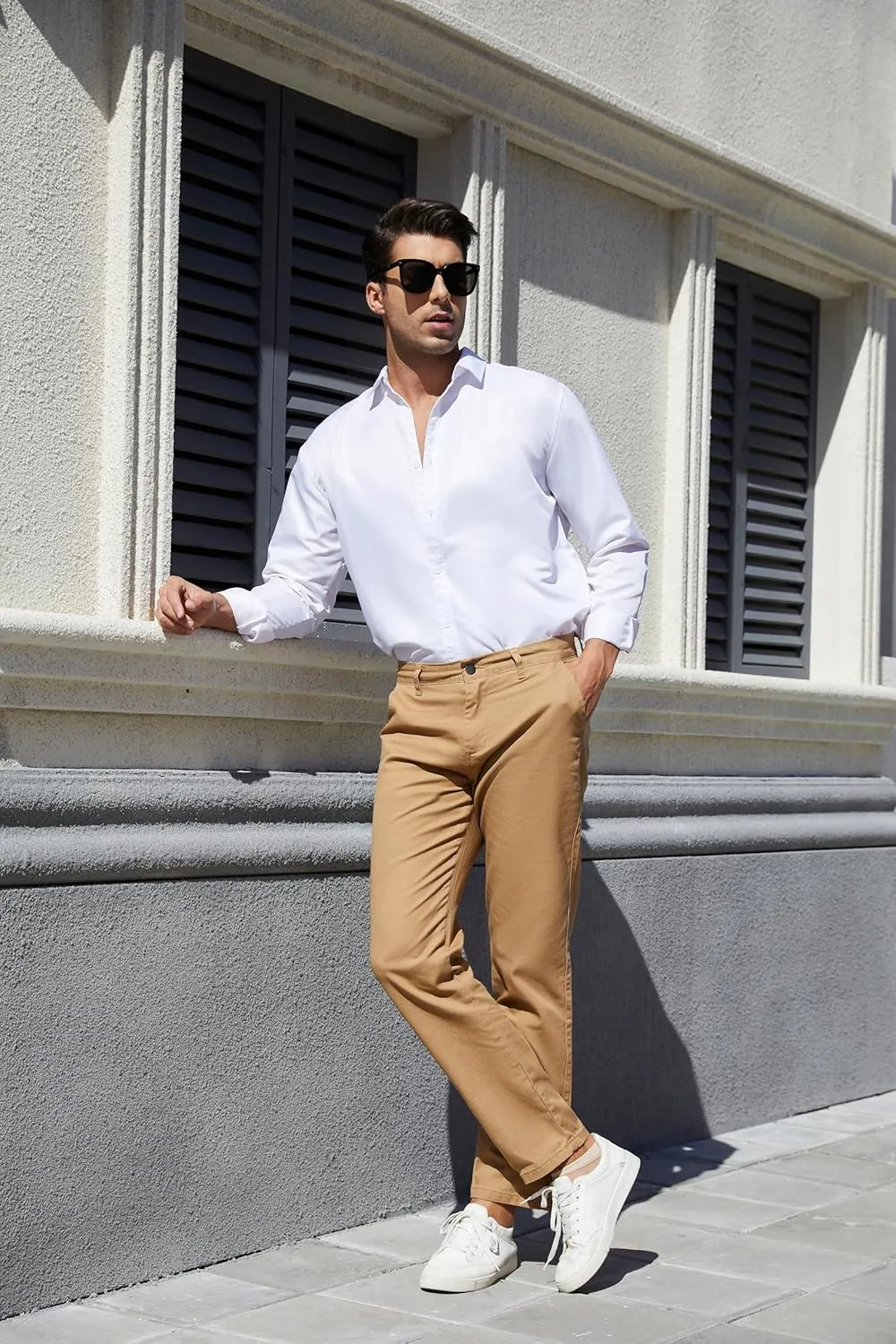 Men's Slim-Fit Stretch Cotton Fashion Tapered Casual Chino Pants