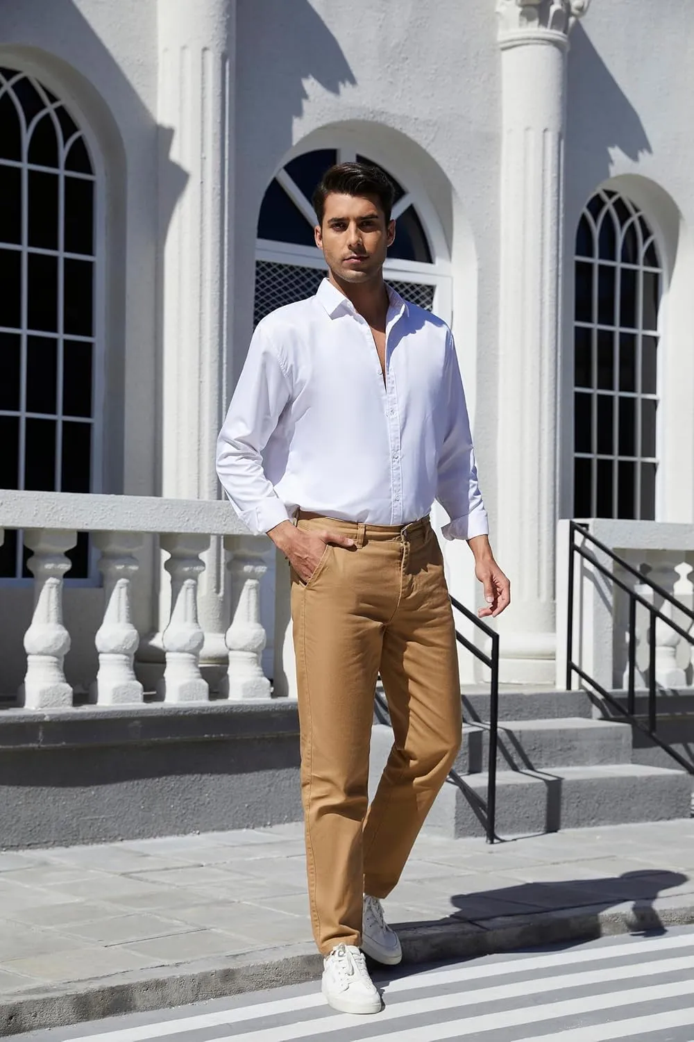 Men's Slim-Fit Stretch Cotton Fashion Tapered Casual Chino Pants