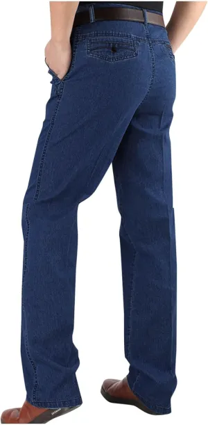 Men's Slim Fit Stretch Jeans Vintage Classic Denim Dress Pants Men Casual Work Jeans Pants Straight Leg Loose Fit