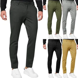 Mens Suit Pants Fashion Casual Slim Fit Stretch Business Work Pant Lightweight Comfy Straight Dress Trousers