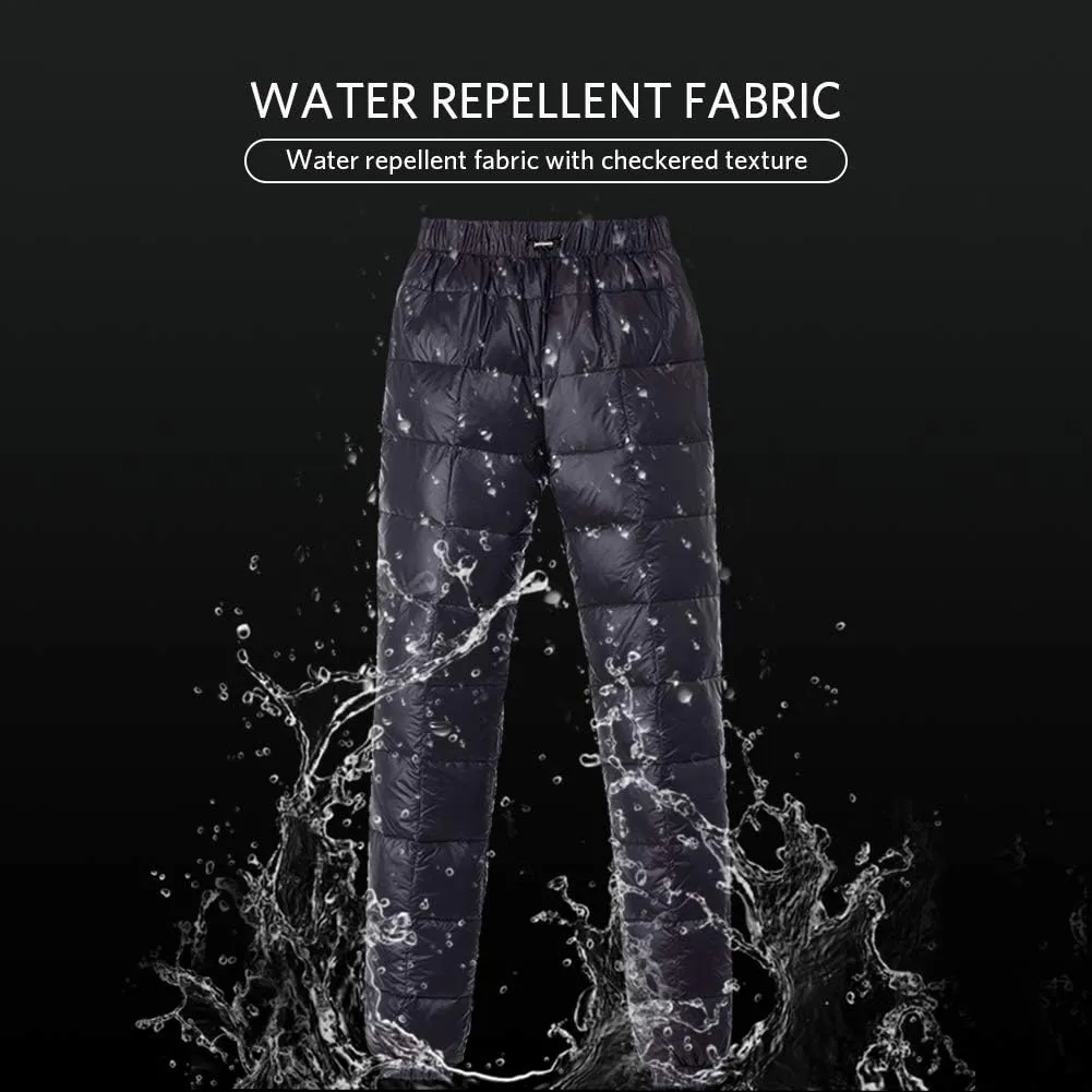 Men's Winter Warm Loose Utility Down Pants Sassy High Waisted Nylon Compression Snow Trousers