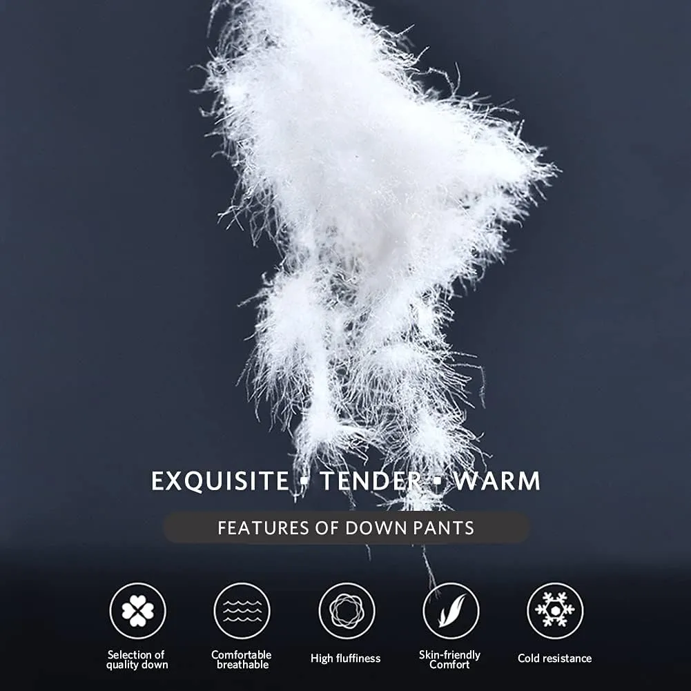 Men's Winter Warm Loose Utility Down Pants Sassy High Waisted Nylon Compression Snow Trousers