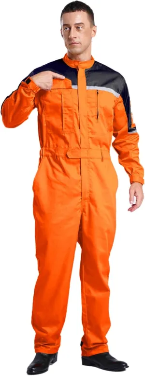 Mens Work Overalls One Piece Anti-static Work Jumpsuit Cotton Hi Vis Coveralls for Gas Station