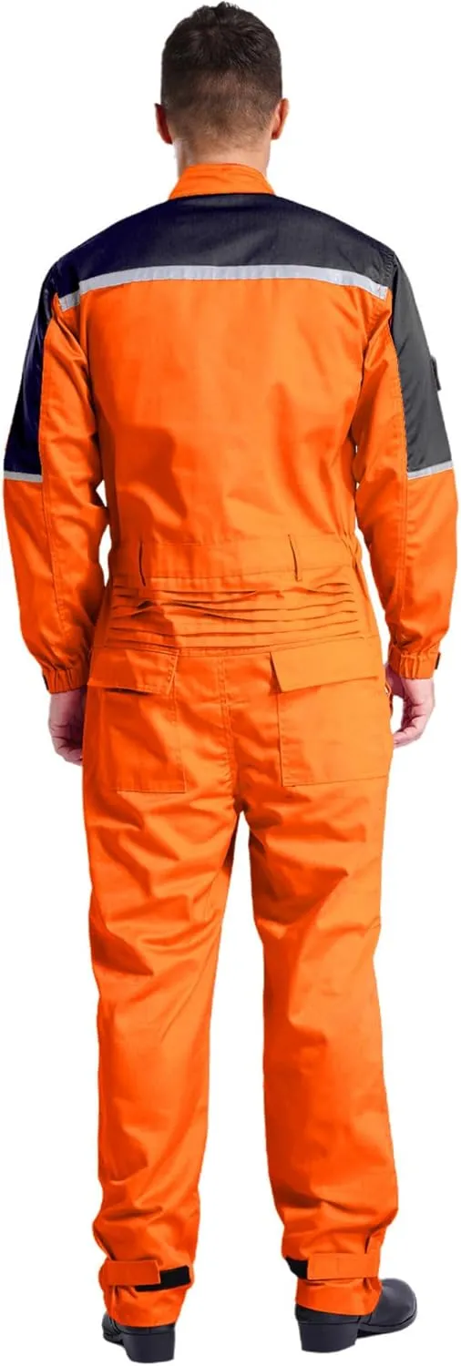 Mens Work Overalls One Piece Anti-static Work Jumpsuit Cotton Hi Vis Coveralls for Gas Station