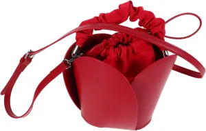Mini Fake Leather Bucket Bag For Women With Drawstring Closure Suitable For Parties And Everyday Use Red Fashionable Crossbody Handbag